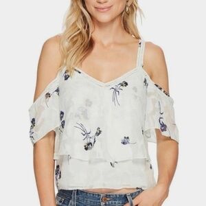 Lucky Brand Off Shoulder Floral Top Mint Green-NWOT